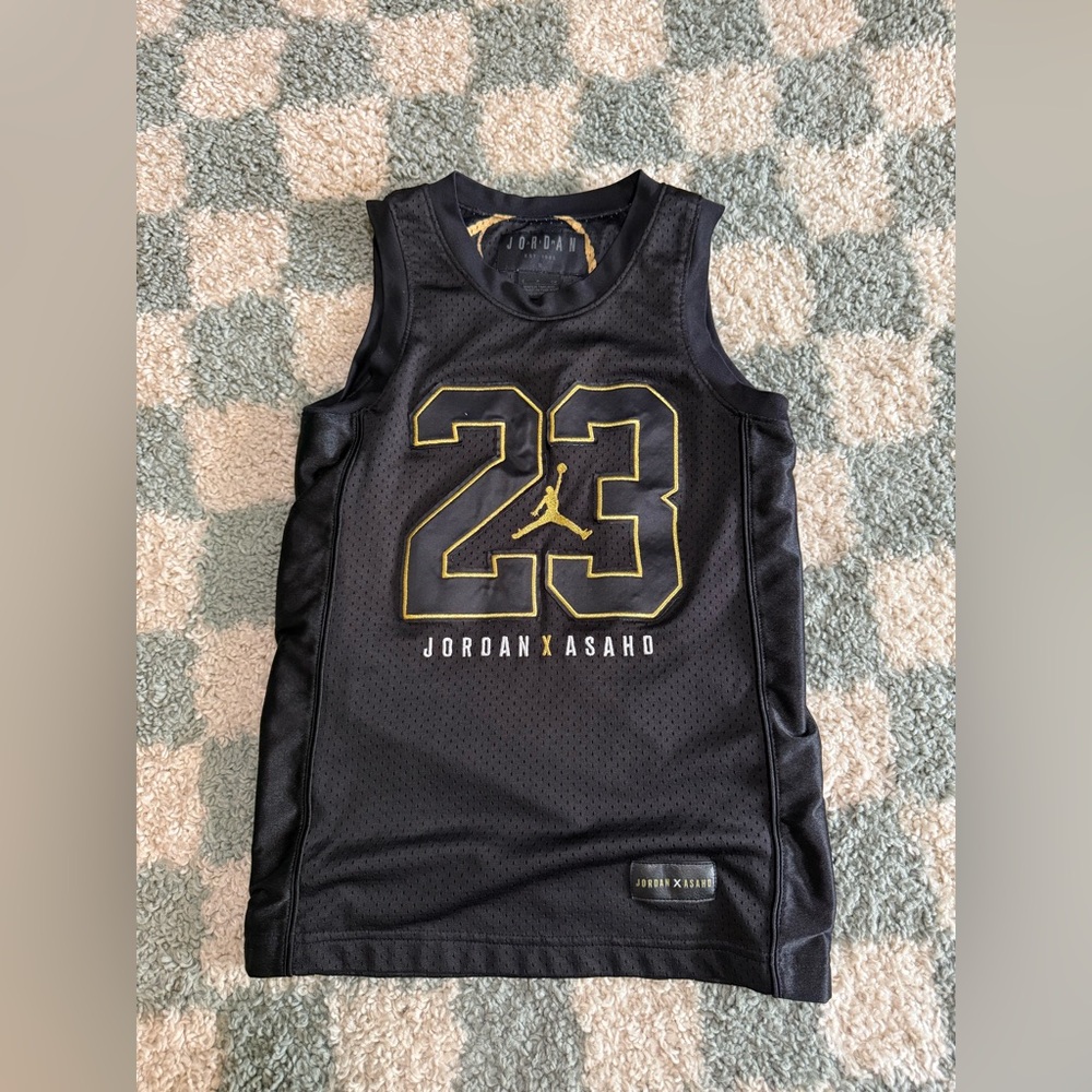 JORDAN X ASAHD 23 Khaled Number 10 Black and Gold Kid’s Jersey Size Youth Small
